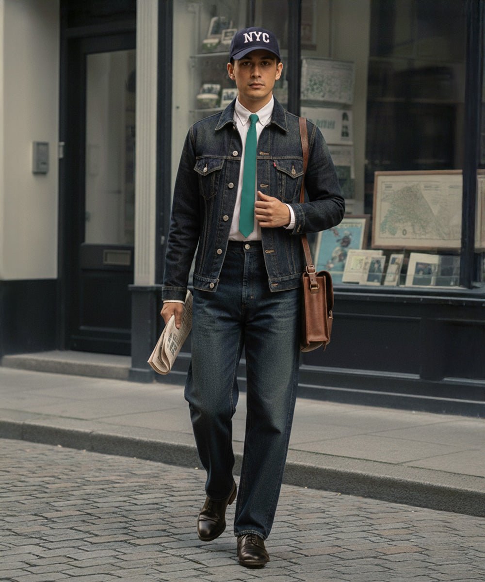 Vittorio Farina Men's Satin Skinny Necktie & Pocket Square - Suits You Sir - White - 