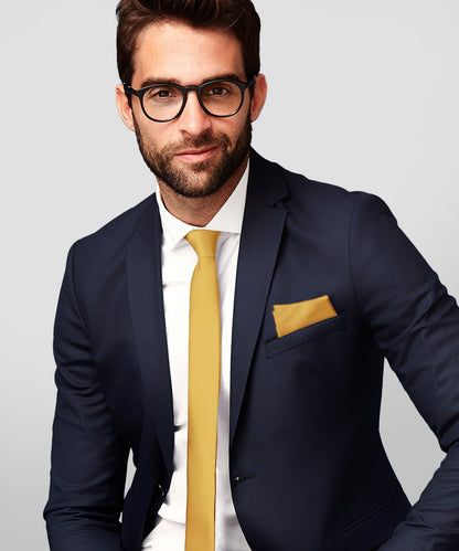 Vittorio Farina Men's Satin Skinny Necktie & Pocket Square - Suits You Sir - White - 