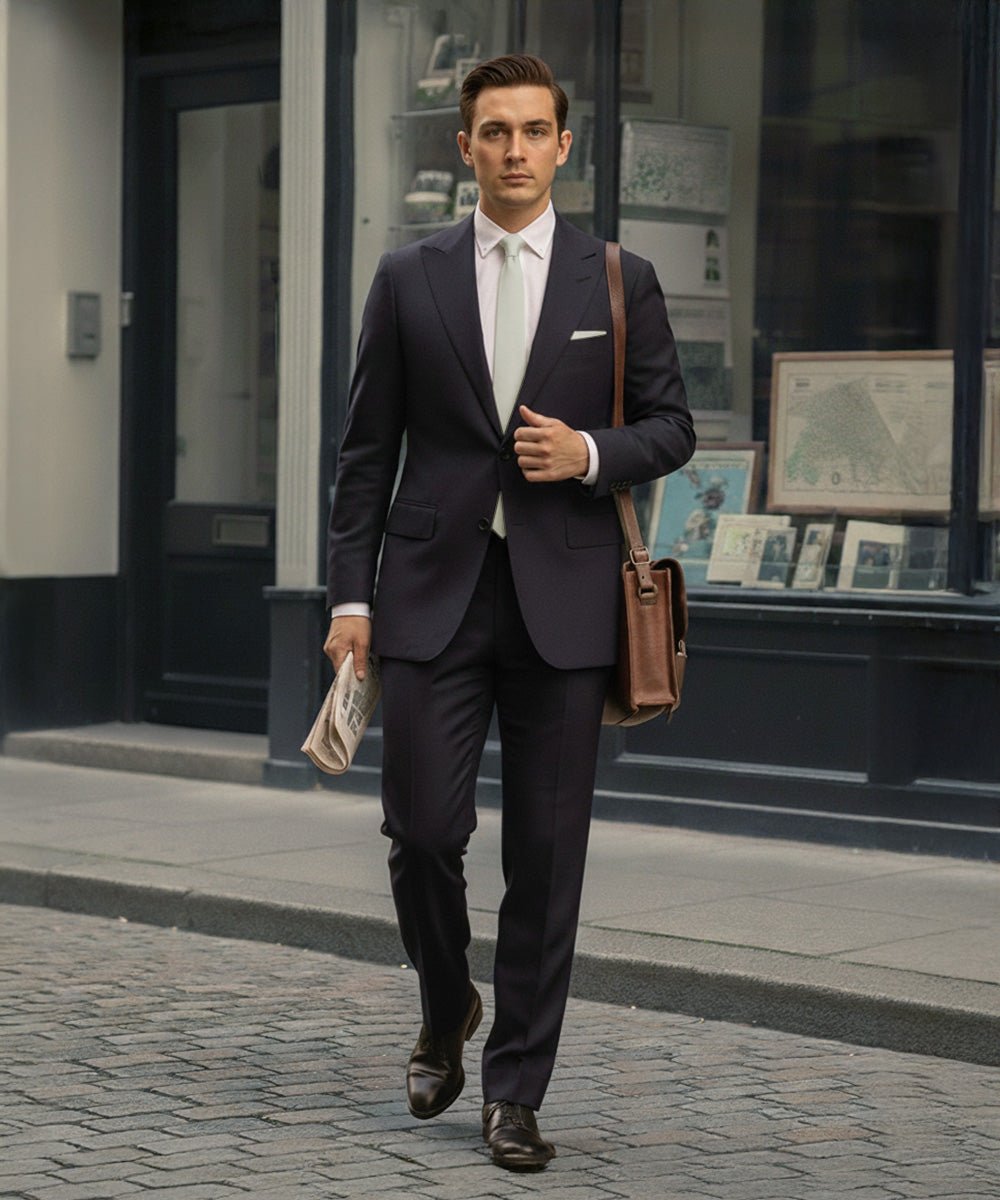 Vittorio Farina Men's Satin Skinny Necktie & Pocket Square - Suits You Sir - White - 