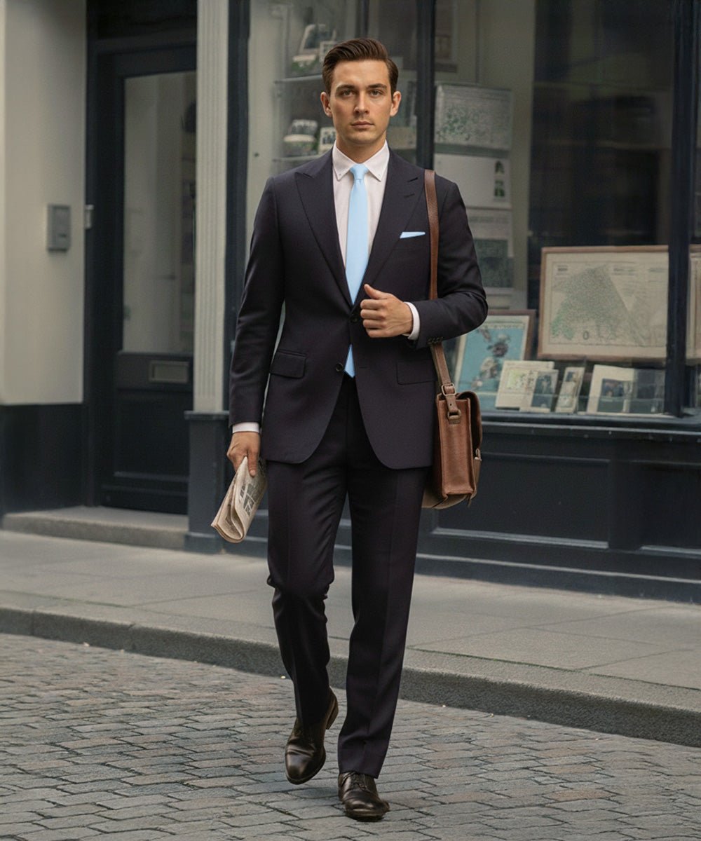 Vittorio Farina Men's Satin Skinny Necktie & Pocket Square - Suits You Sir - White - 