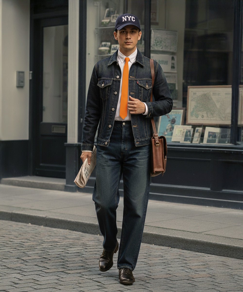 Vittorio Farina Men's Satin Skinny Necktie & Pocket Square - Suits You Sir - White - 