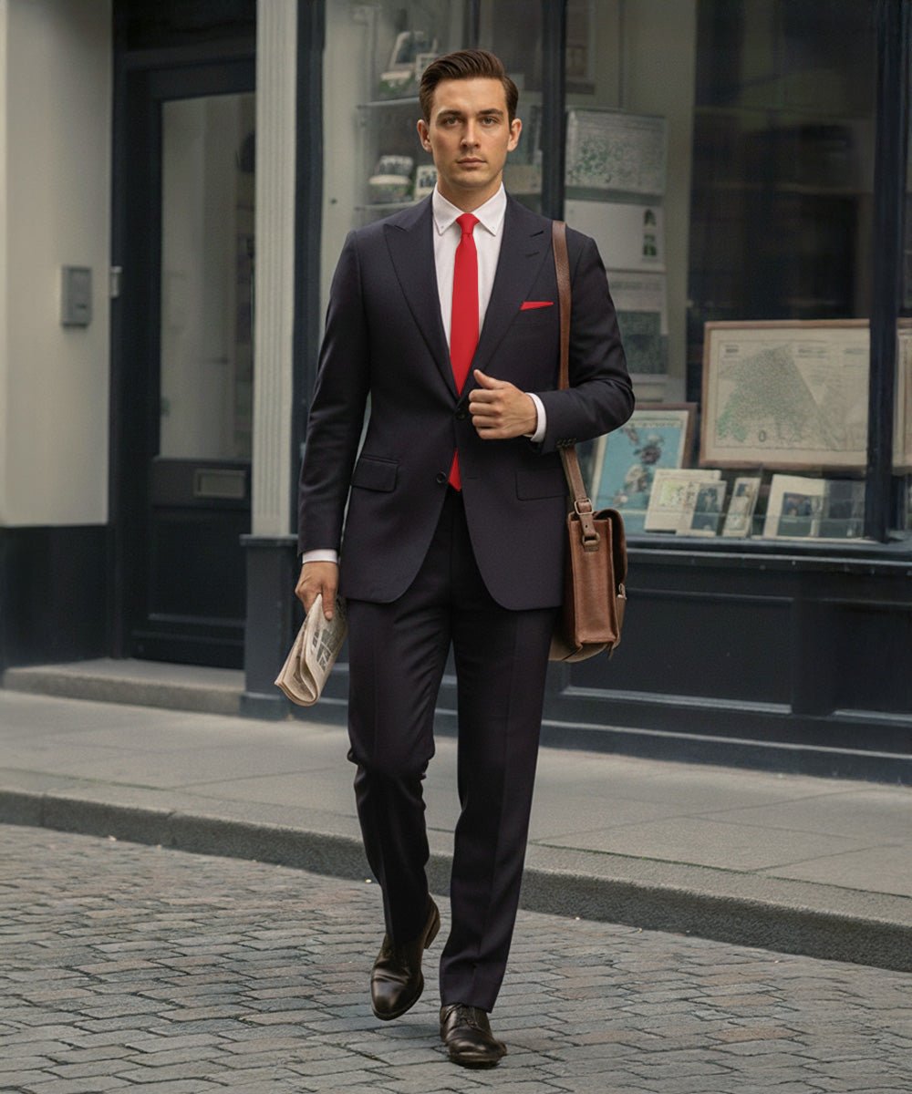 Vittorio Farina Men's Satin Skinny Necktie & Pocket Square - Suits You Sir - White - 