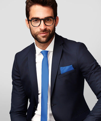 Vittorio Farina Men's Satin Skinny Necktie & Pocket Square - Suits You Sir - White - 