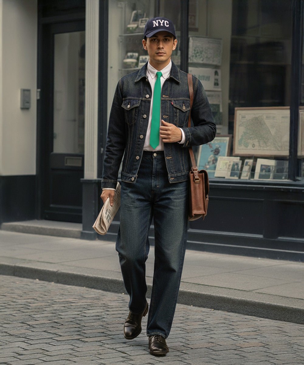 Vittorio Farina Men's Satin Skinny Necktie & Pocket Square - Suits You Sir - White - 