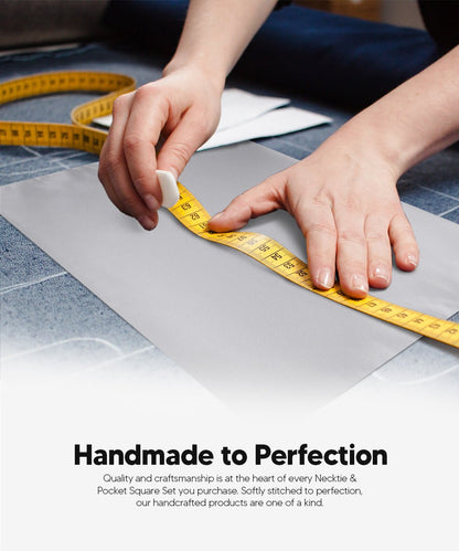 Vittorio Farina Men's Satin Skinny Necktie & Pocket Square - Suits You Sir - White - 