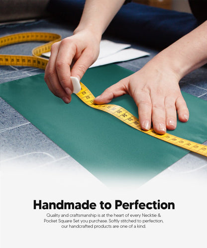 Vittorio Farina Men's Satin Skinny Necktie & Pocket Square - Suits You Sir - White - 