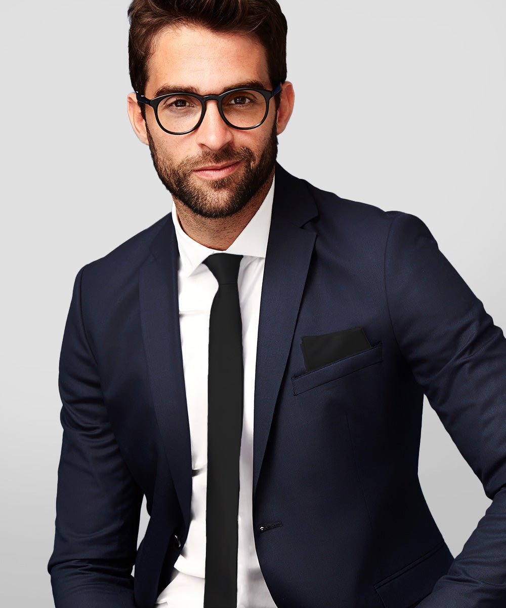 Vittorio Farina Men's Satin Skinny Necktie & Pocket Square - Suits You Sir - White - 