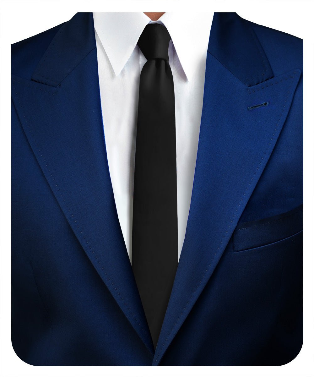 Vittorio Farina Men's Satin Skinny Necktie - Suits You Sir - Black - 