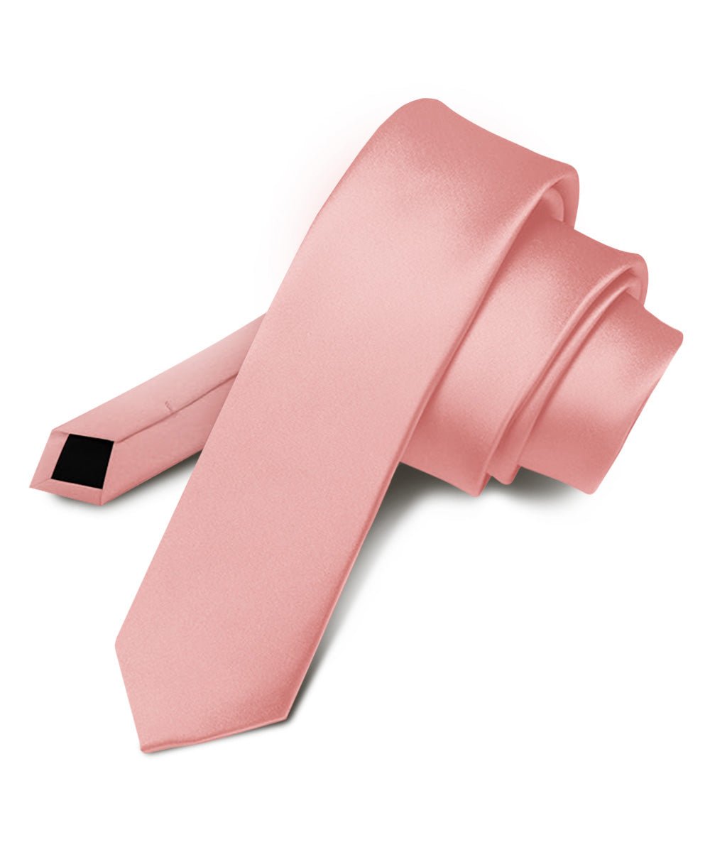 Vittorio Farina Men's Satin Skinny Necktie - Suits You Sir - Blush - 