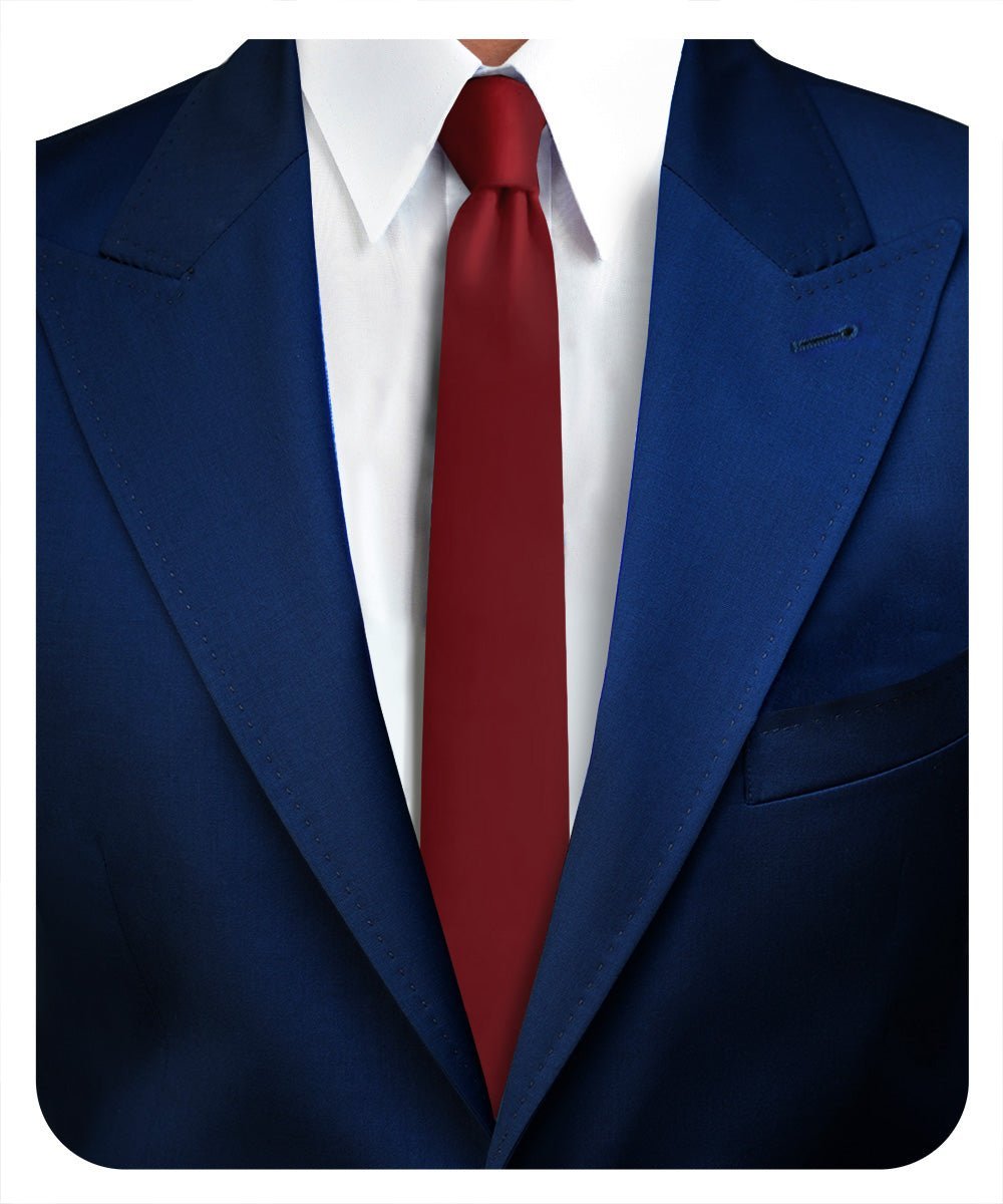 Vittorio Farina Men's Satin Skinny Necktie - Suits You Sir - Burgundy - 