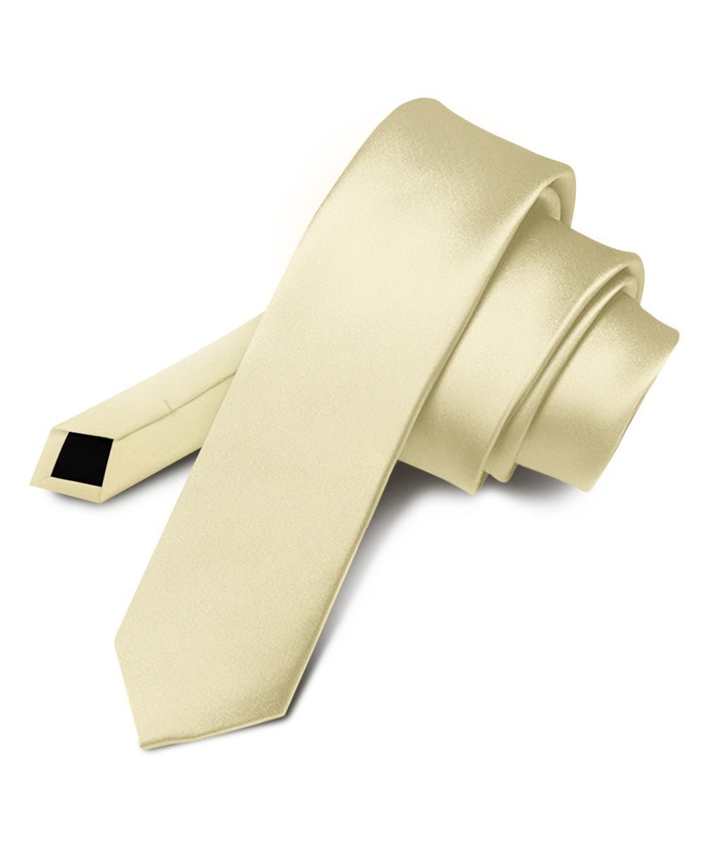 Vittorio Farina Men's Satin Skinny Necktie - Suits You Sir - Champagne - 