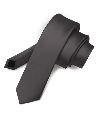 Vittorio Farina Men's Satin Skinny Necktie - Suits You Sir - Charcoal - 