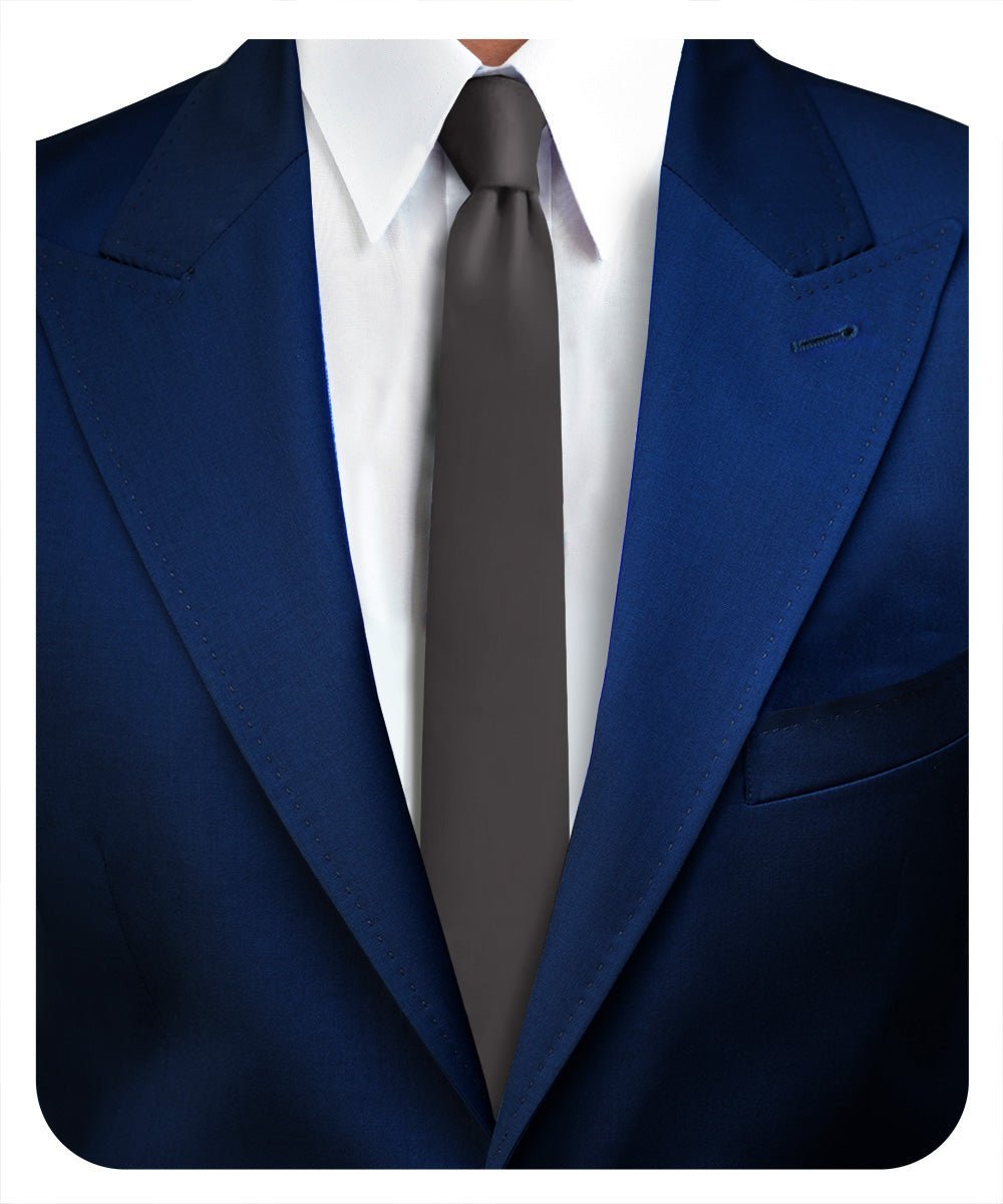 Vittorio Farina Men's Satin Skinny Necktie - Suits You Sir - Charcoal - 