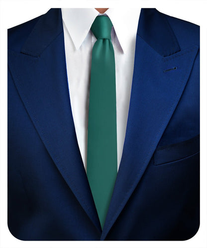 Vittorio Farina Men's Satin Skinny Necktie - Suits You Sir - Hunter Green - 