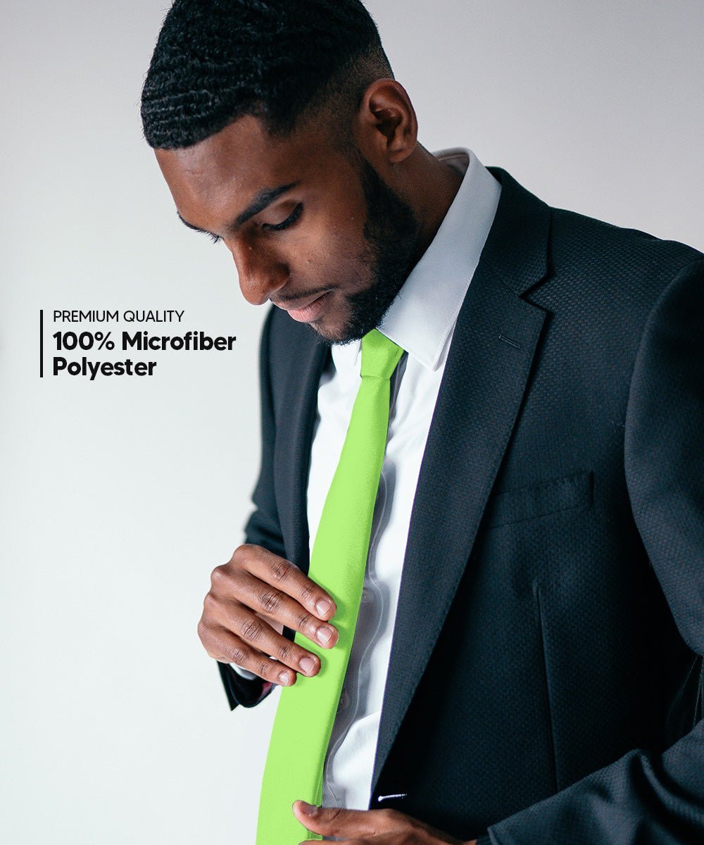 Vittorio Farina Men's Satin Skinny Necktie - Suits You Sir - Lime Green - 