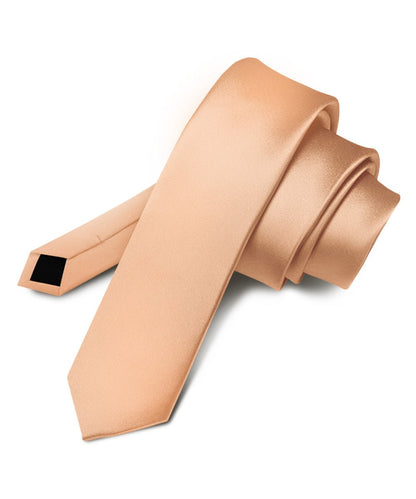 Vittorio Farina Men's Satin Skinny Necktie - Suits You Sir - Peach - 