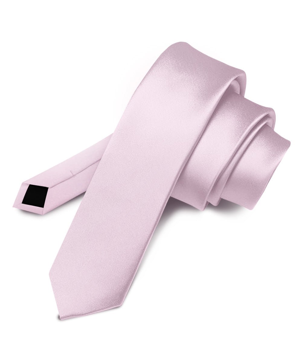 Vittorio Farina Men's Satin Skinny Necktie - Suits You Sir - Pink - 