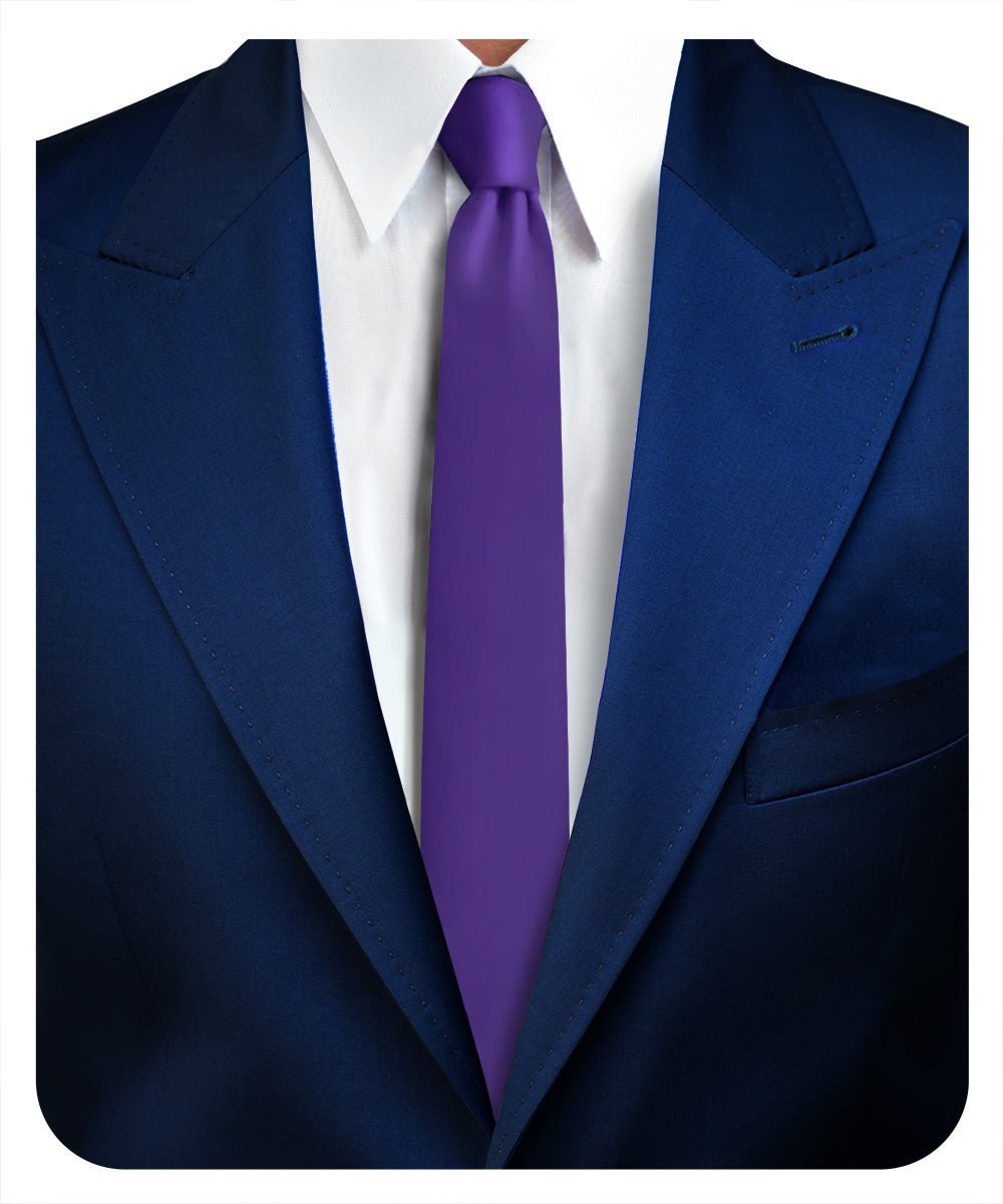 Vittorio Farina Men's Satin Skinny Necktie - Suits You Sir - Purple - 