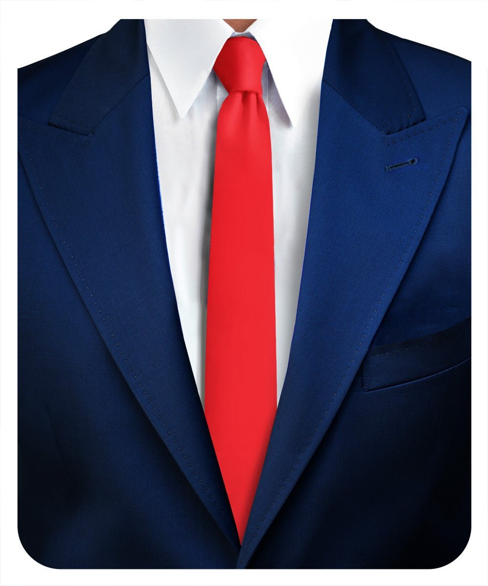 Vittorio Farina Men's Satin Skinny Necktie - Suits You Sir - Red - 