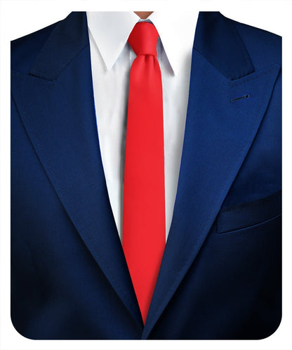 Vittorio Farina Men's Satin Skinny Necktie - Suits You Sir - Red - 