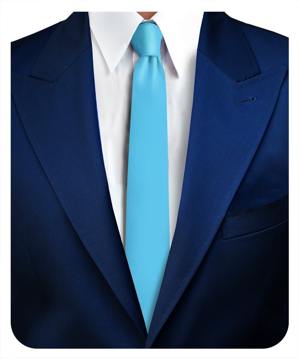 Vittorio Farina Men's Satin Skinny Necktie - Suits You Sir - Turquoise - 