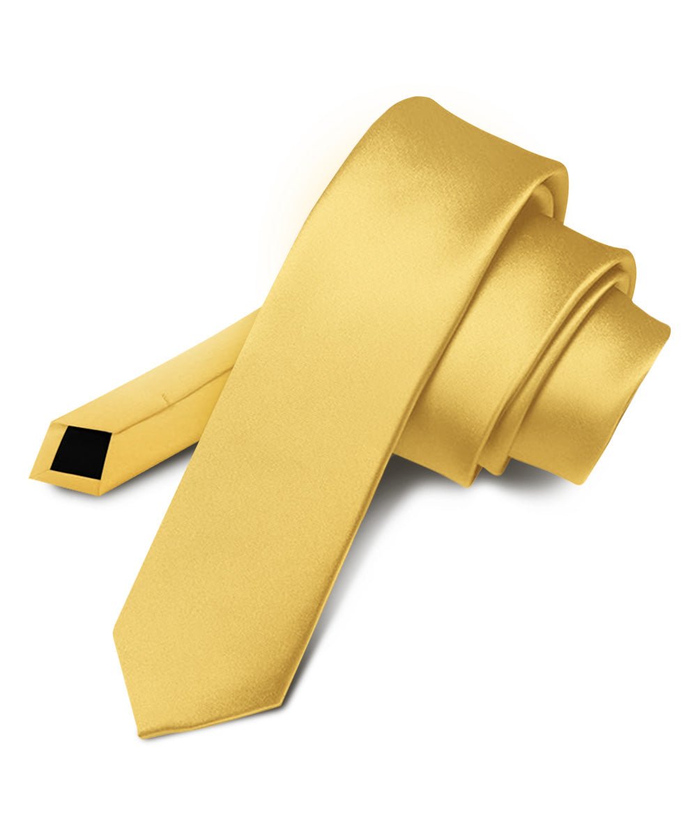 Vittorio Farina Men's Satin Skinny Necktie - Suits You Sir - Yellow - 