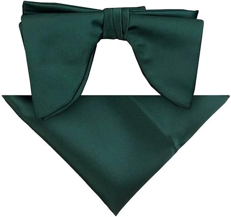Vittorio Farina Men's Satin Teardrop Bow Tie & Pocket Square in Gift Box - Suits You Sir - Hunter Green - 
