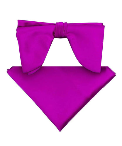 Vittorio Farina Men's Satin Teardrop Bow Tie & Pocket Square in Gift Box - Suits You Sir - Purple - 