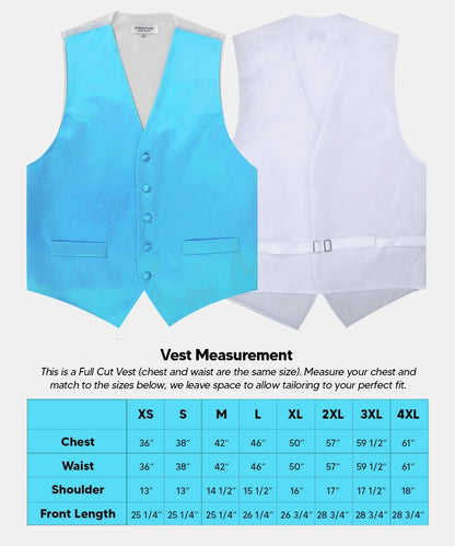 Vittorio Farina Men's Satin Vest, Necktie, Bow Tie and Pocket Square Set (White Back) - Suits You Sir - Turquoise - XS