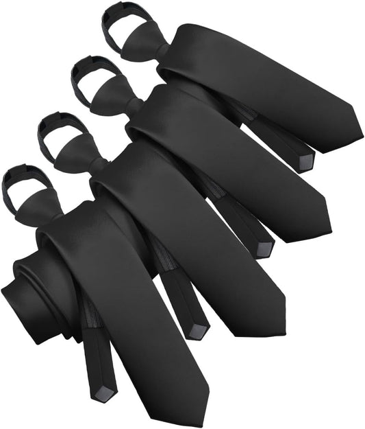Vittorio Farina Men's Satin Zipper Necktie (Multipack) - Suits You Sir - Black - 