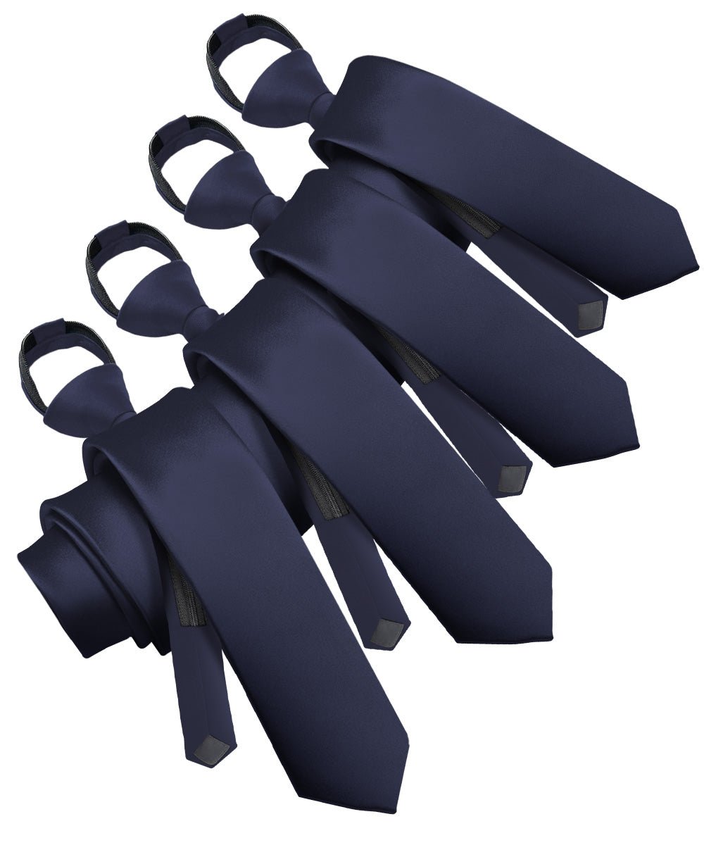 Vittorio Farina Men's Satin Zipper Necktie (Multipack) - Suits You Sir - Navy Blue - 
