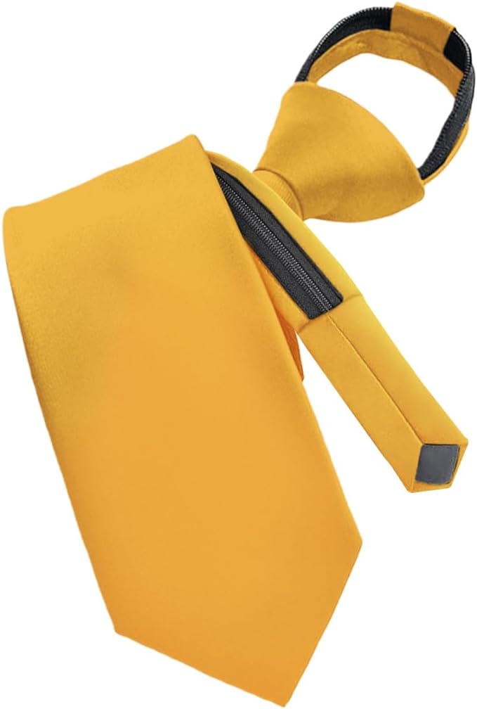 Vittorio Farina Men's Satin Zipper Necktie - Suits You Sir - Amber - 