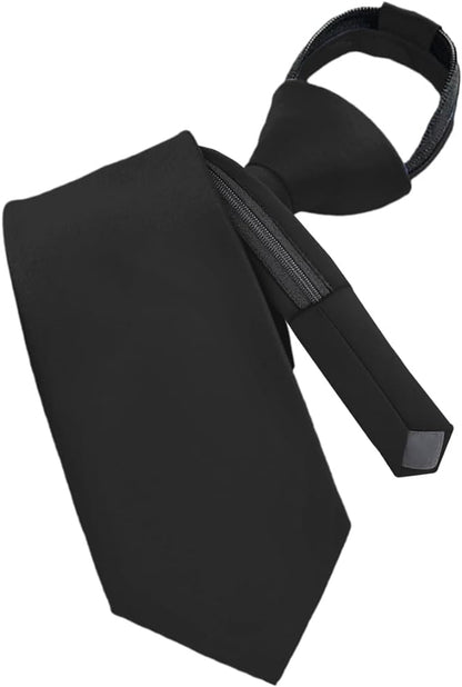 Vittorio Farina Men's Satin Zipper Necktie - Suits You Sir - Black - 