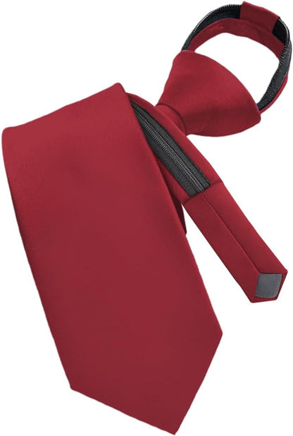 Vittorio Farina Men's Satin Zipper Necktie - Suits You Sir - Burgundy - 