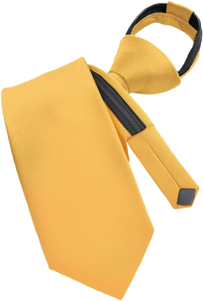 Vittorio Farina Men's Satin Zipper Necktie - Suits You Sir - Gold - 