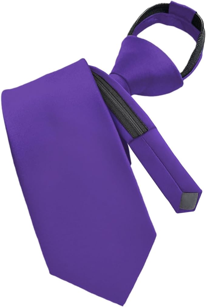 Vittorio Farina Men's Satin Zipper Necktie - Suits You Sir - Purple - 