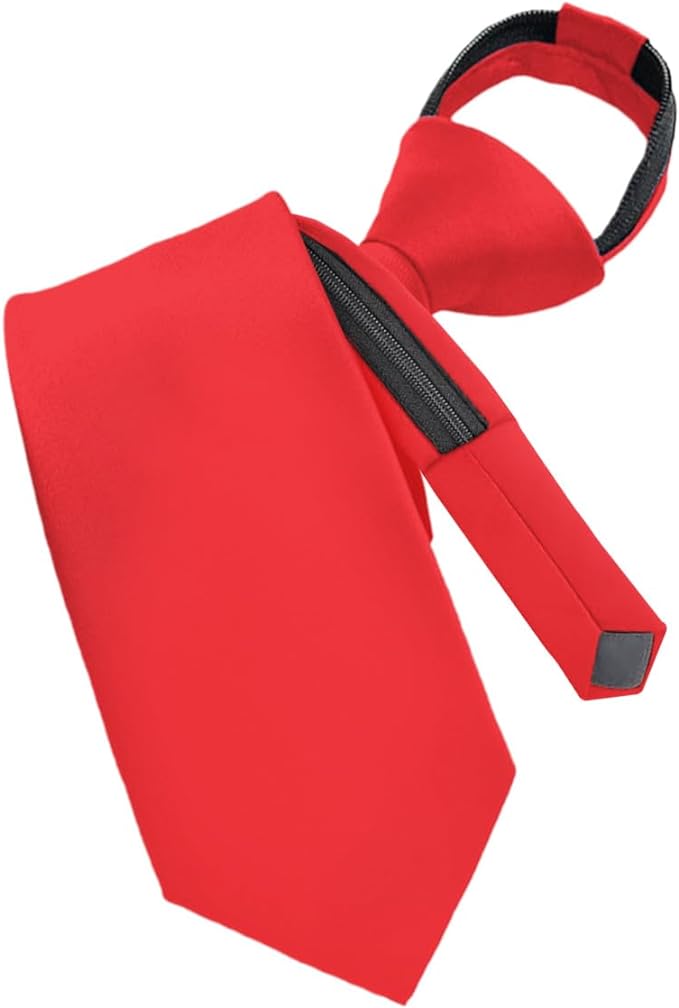 Vittorio Farina Men's Satin Zipper Necktie - Suits You Sir - Red - 