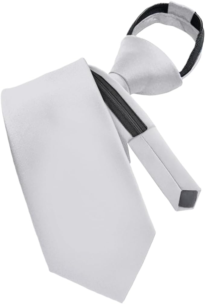 Vittorio Farina Men's Satin Zipper Necktie - Suits You Sir - Silver - 