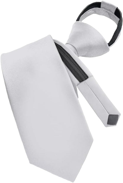 Vittorio Farina Men's Satin Zipper Necktie - Suits You Sir - Silver - 