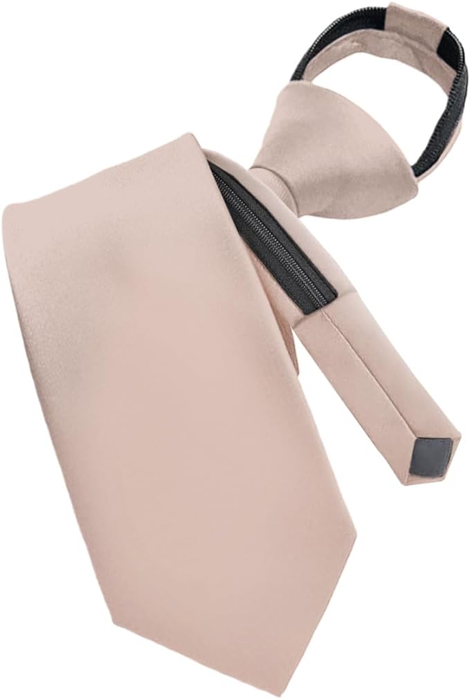 Vittorio Farina Men's Satin Zipper Necktie - Suits You Sir - Taupe - 