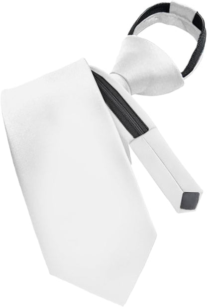 Vittorio Farina Men's Satin Zipper Necktie - Suits You Sir - White - 