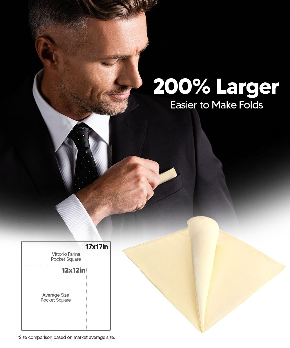 Vittorio Farina Men's Silky Satin Square Pocket Square - Suits You Sir - Beige - 17x17