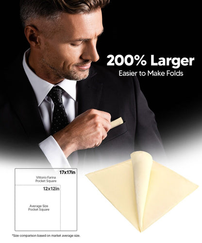 Vittorio Farina Men's Silky Satin Square Pocket Square - Suits You Sir - Beige - 17x17