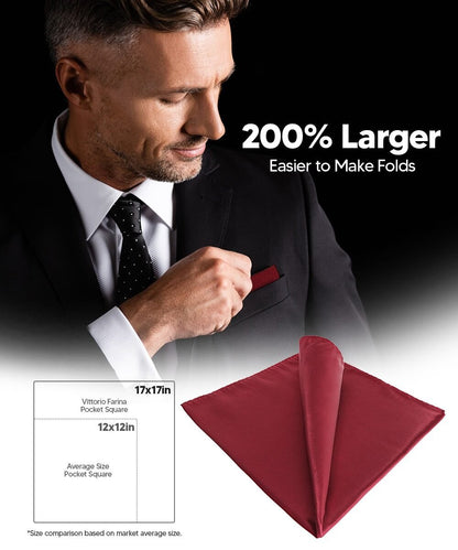 Vittorio Farina Men's Silky Satin Square Pocket Square - Suits You Sir - Burgundy - 17x17