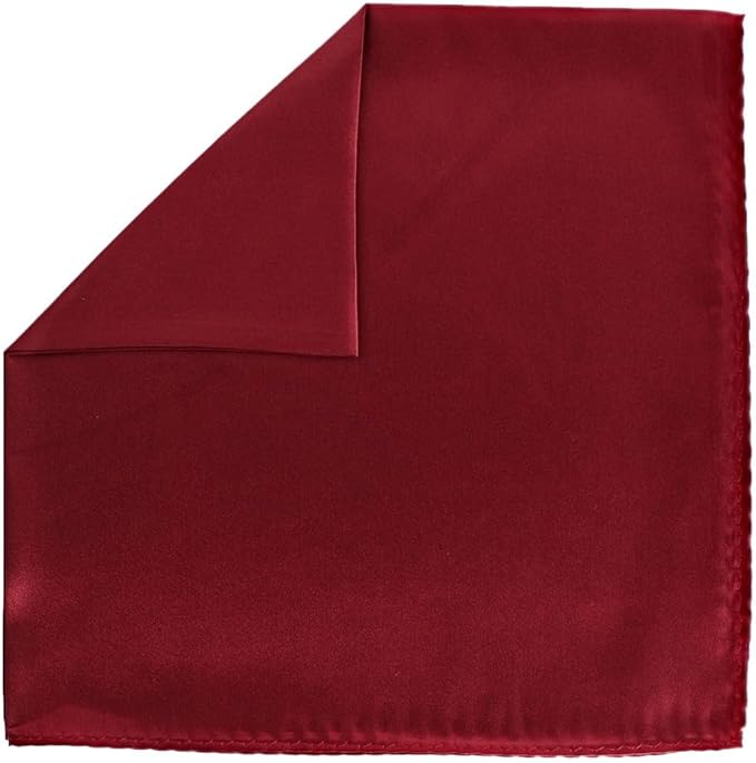Vittorio Farina Men's Silky Satin Square Pocket Square - Suits You Sir - Burgundy - 17x17