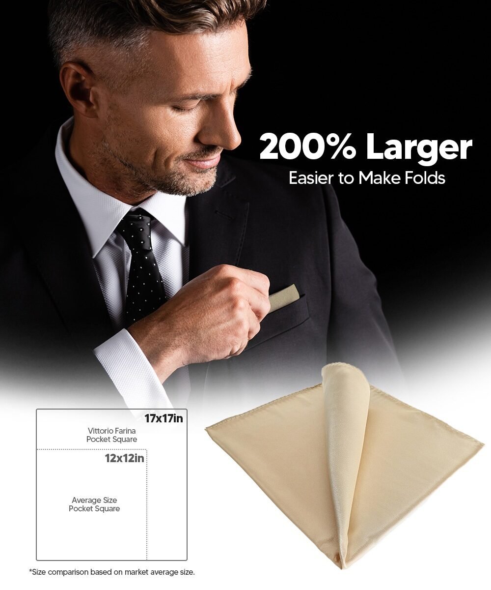 Vittorio Farina Men's Silky Satin Square Pocket Square - Suits You Sir - Gold - 17x17