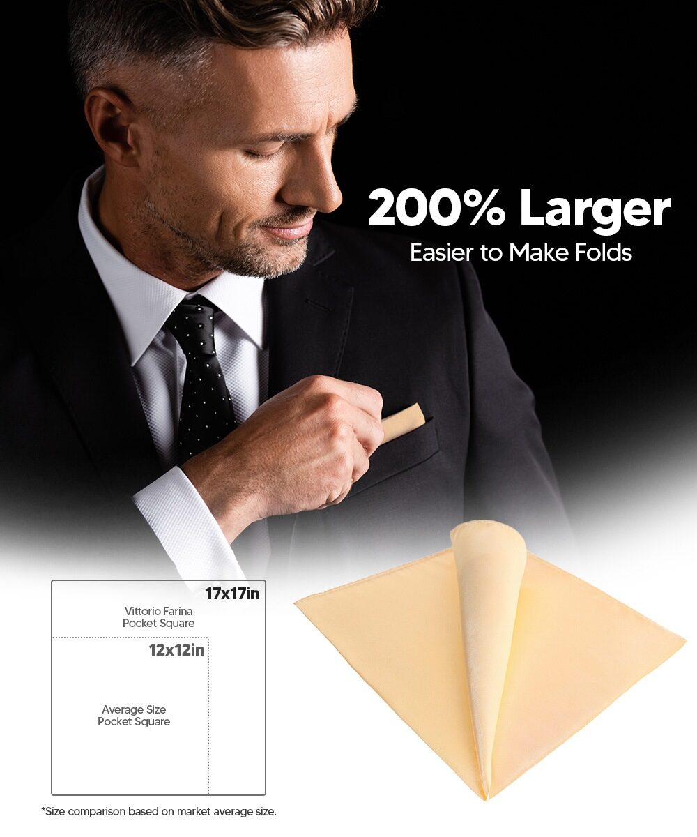 Vittorio Farina Men's Silky Satin Square Pocket Square - Suits You Sir - Ivory - 17x17