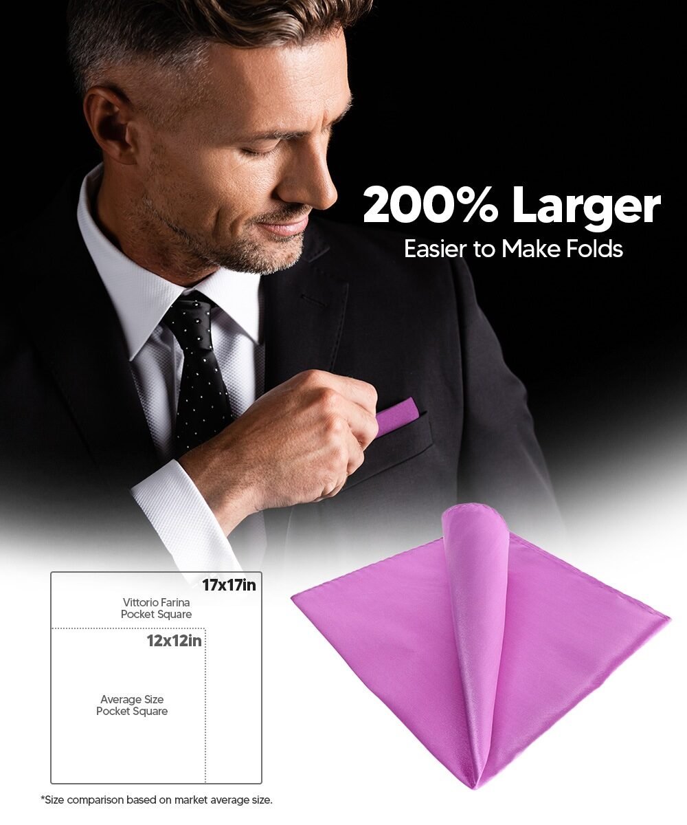 Vittorio Farina Men's Silky Satin Square Pocket Square - Suits You Sir - Lavender - 17x17