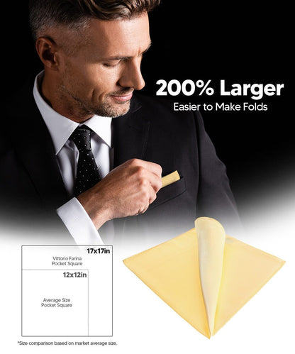 Vittorio Farina Men's Silky Satin Square Pocket Square - Suits You Sir - Maize - 17x17