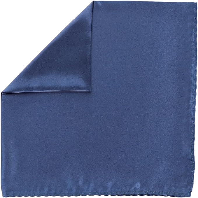 Vittorio Farina Men's Silky Satin Square Pocket Square - Suits You Sir - Navy Blue - 17x17